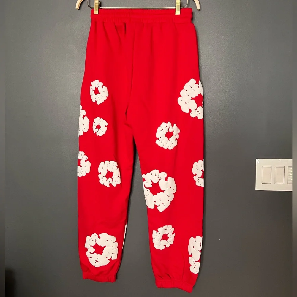 Denim Tears The Cotton Wreath Sweatpants Red White - Picture 5 of 6